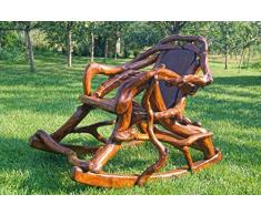 Sedia a dondolo/un unico Massive sedia a dondolo, fatto a mano in legno naturale di radici e materiali/sedia/poltrona/rilassante sedia a dondolo da giardino in legno/mobili da giardino/divano/radici scultura