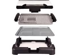 Syntrox Germany TG-2200W elettrico Barbecue da tavolo con Ceramica Piastra griglia Griglia elettrica griglia BBQ Barbecue con coperchio vetro
