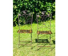 2x coppia da giardino sedia sedile bistrot in ferro battuto stile antico pietra