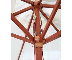 Ombrellone rotondo con manico da esterno in legno beige crema 2.7 m mobili da giardino patio parasole