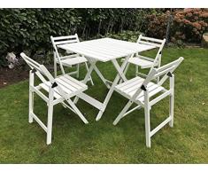 Dami ware Bistro, 5 pezzi, Libro Mobili da giardino in legno, 4 Sedie, 1 X immediato di tavolo, terrazze di mobili in legno, mobili per giardino, balcone o terrazza