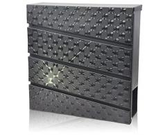 folmo® FM bx900s Designer cassetta Glitzer G10 Design posta Post Box + Inossidabile + Con serratura + Materiale di fissaggio (viti e tasselli) e 2 chiavi