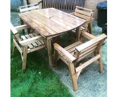 Set di mobili da giardino in legno massiccio. 4 '-6 "tavolo e 4 sedie