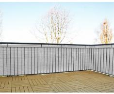 Schermo da giardino in polyrattan, balcone o steccato, tagliabile, incl. portacavi, bianco, 3 x 0,9 m