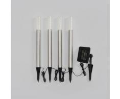 Konstsmide 7802-000 Treviso - Set di 4 lampioni solari a LED da giardino in acciaio INOX e plastica, altezza 40 cm, diametro 3 cm