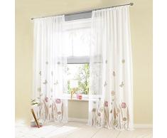 LianLe Tenda Voile Tulle Finestra Tenda Fiori Decorazione per Balcone soggiorno camera da letto