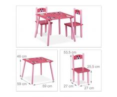 Relaxdays Funny Arredamento/Tavolino e Sedie per Bambini, Legno, Rosa, 59 x 59 x 53.5 cm