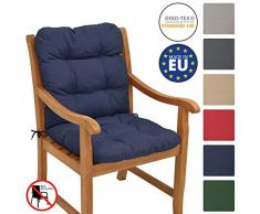 Beautissu Cuscino Flair NL 100x50x8cm per sedia da giardino con schienale alto - comoda e soffice imbottitura - blu