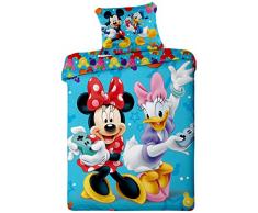 Jerry Fabrics JF0100 - Set biancheria da letto, 1 copripiumino da 140 x 200 cm e 1 federa da 70 x 90 cm, colore: , 100% cotone, motivo Minnie e Topolino