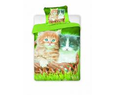 Jerry Fabrics jf0168 – Set biancheria letto Cats 2016, Cotone, 140 x 200 cm + 70 x 90 cm