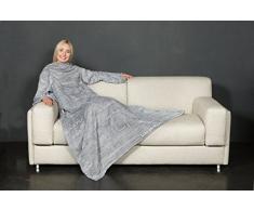 Kanguru Deluxe Glow Songs Coperta con Le Maniche, Microfibra, Grigio, Singolo, 140x180x3 cm