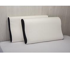 Pikolin Home - Guanciale viscoelastico ergonomico, con doppia fodera, trattamento aloe vera, durezza medio-bassa, 40 x 70 cm, altezza 7-11 cm