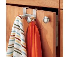 InterDesign Forma - gancio doppio per canovacci da cucina e asciugamani, da applicare sullanta o sul cassetto del mobile, in acciaio INOX levigato