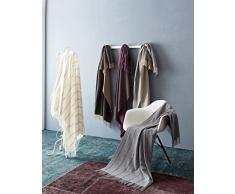 Biederlack Cashmere Plaid Coperta, Misto Lana, Grigio Carbone, A Una Piazza e Mezza, 170 x 130 cm