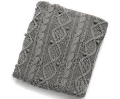 Hill Interiors - Plaid lavorato a maglia (Taglia unica) (Grigio)