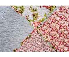 1001 Wohntraum 15J10-2 - Coperta patchwork Alexa, stile rustico vintage, motivo floreale, bunt, 230 x 250 cm