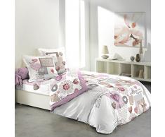 Douceur dInterieur, 1641224, Set di biancheria da letto in cotone stampato, incl. lenzuolo (240 x 300 cm), lenzuolo con angoli elasticizzati (140 x 190 cm), 2 federe per cuscino (60 x 63 cm), per letto matrimoniale