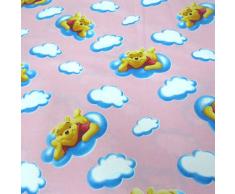TESSUTO STOFFA COTONE DISNEY WINNIE THE POOH A METRO ALT 280 ROSA G570