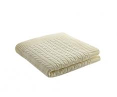 PMP-Coperta in maglia di cotone a costine, colore: écru, 70 x 110 cm