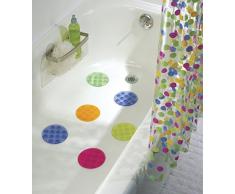 InterDesign Glee Set da 6 Mini-tappetini bagno | Accessori rotondi per tappeto doccia antiscivolo | Supplementi al tappetino bagno con 12 ventose ciascuno | Plastica multicolore