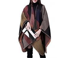 Donne Cashmere Oversize coperta Poncho Mantelle scialle Cardigan Maglione Cappotto POCH#8 Taglia unica