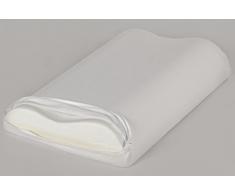 Premium Memory Duetto Cuscino Cervical Memory, Federa in Poliestere, Bianco, 43x73xH13-11