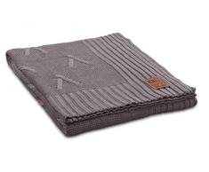 Knit Factory 1101129 – Coperta lavorata a maglia Plaid Aran, 130 x 160 cm, Tortora