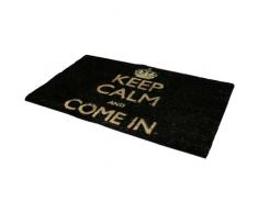 JVL - Zerbino con scritta "Keep Calm and Come In", lato inferiore in PVC, dimensioni 40 x 70 cm, colore nero