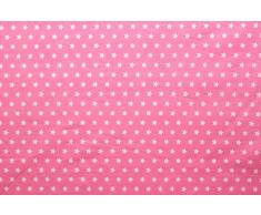 Stelle - tessuto di 100% cotone - stelle bianche su sfondo colorato - stoffa al metro (rosa)