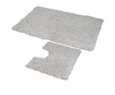 JVL Coral Doppio set di tappetini da bagno 50 x 80 e 50 x 40 cm, lavabile in lavatrice, Bianco