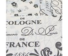 Just Contempo - Elegante completo copripiumone reversibile per letto matrimoniale modello Eau de Cologne con scritte in francese Cotone panna (grigio) copripiumino king size (Kingsize)