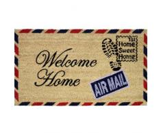 JVL - Zerbino in fibra di cocco con retro in PVC, motivo francobollo "Welcome Home", 40 x 70 cm