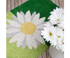 Entryways - Zerbino in fibra di cocco, con retro antiscivolo in PVC, 43 x 71 cm, motivo: margherita, colore: verde