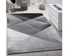 Tappeto Moderno Di Design Pelo Corto Alla Moda Tappeto Melange In Grigio Nero Bianco, Dimensione:160x220 cm