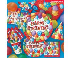 Unique Party 23603 - Tovaglia Plastificata Palloncini di Compleanno, 213 x 137 cm