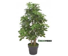 Schefflera Arboricola Pianta Albero Artificiale Plastica 95cm con Legno Naturale Decovego