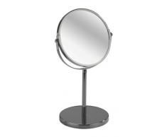 Wenko Ovada Black 18745100 Specchio da trucco, pieghevole, in cromo, diametro specchio 16 cm, 18,5x34x15 cm, colore: Nero lucido