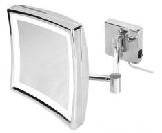 VELMA - SQUARE - LED220 3x - Esclusivo Specchio cosmetico / Specchio ingranditore / Specchio da trucco / Specchi per radersi illuminato a LED dal design elegante e senza tempo- Ingrandimento x3 - Orientabile - Allineabile alla