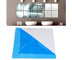 16pcs Bagno Piastrelle parete specchio Adesivi decorazione, 15 cm x 15 cm fai da te autoadesiva removibile parete specchi decorativi