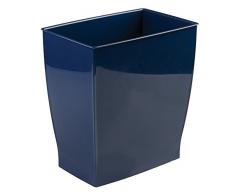 mDesign cestino gettacarte - eccellente per la cameretta, l'ufficio, il bagno e la cucina - blu navy - pianta rettangolare - in plastica robusta