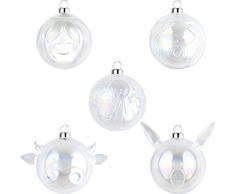 Alessi AMJ14SET1G Gesù Bambino, Madonna, Giuseppe, Bue e Asinello Set di 5 Palle per Albero di Natale, Vetro Soffiato, Trasparente