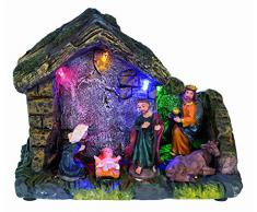 Iden Berlin 10030265 - Presepe, con LED, in legno, circa 14 x 12 x 6 cm