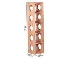 Wohnling wl1.768 Cantinetta Legno massiccio acacia bottiglie scaffale montaggio a parete per 5 bottiglie legno porta Modern con ripiano 70 cm Scaffale per vino, legno, 15 x 15 x 70 cm