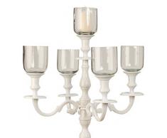 Portacandela 5 Pezzi in vetro Altezza 8 cm, 5 braccia Candelabro (per 80 cm e 100 cm)
