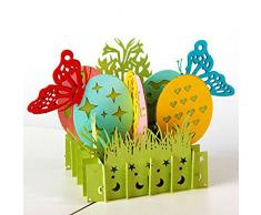 Akoak 13 x 15 cm 3D pop-up biglietto d' auguri fatti a mano Laser Cut vintage Cards uova di Pasqua creative farfalle colorate biglietti d' auguri