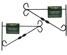 12 Staffa da parete in metallo, 30 cm, per appendere cesti di fiori per vasi per piante da giardino e Hobby, colore: nero