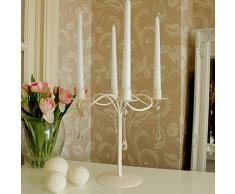 Candelabro Color Panna con Design a Spirali e Pendenti