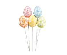 Pz 15 Pick Uova Colorate Assortite Marablè Lucide 6 Cm Decoro Addobbi Primavera Pasqua