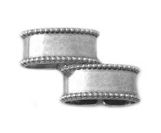 Werkstätte Chlada 3805 2, Set di 2 anelli portatovaglioli con decorazione a perline sul bordo, colore: Argento