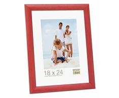 Promo Ideal Cornici In Legno, Molte Dimensioni e Colori, Cornice Foto - Rosso, 18x24